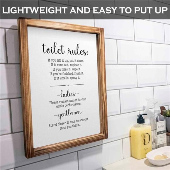 Toilet Rules Bathroom Sign 11x16 Inch, Bathroom Rules Sign, Toilet Rules Sign - Picture 4 of 7